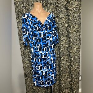 NWT Worthington Stretch Jetson Print Multicolor Dress Size: XL